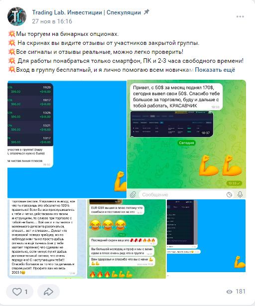 Описание работы и благодарности Trading Lab 