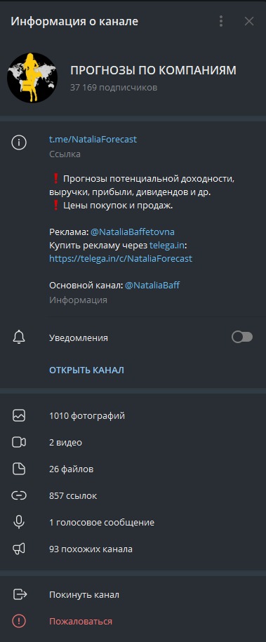 Телеграмм Прогнозы по компаниям