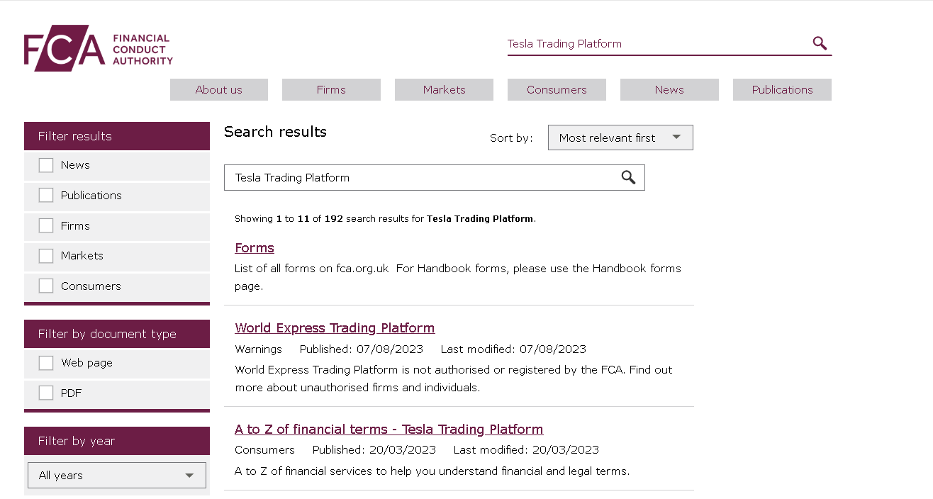 Tesla Trading Platform com fca