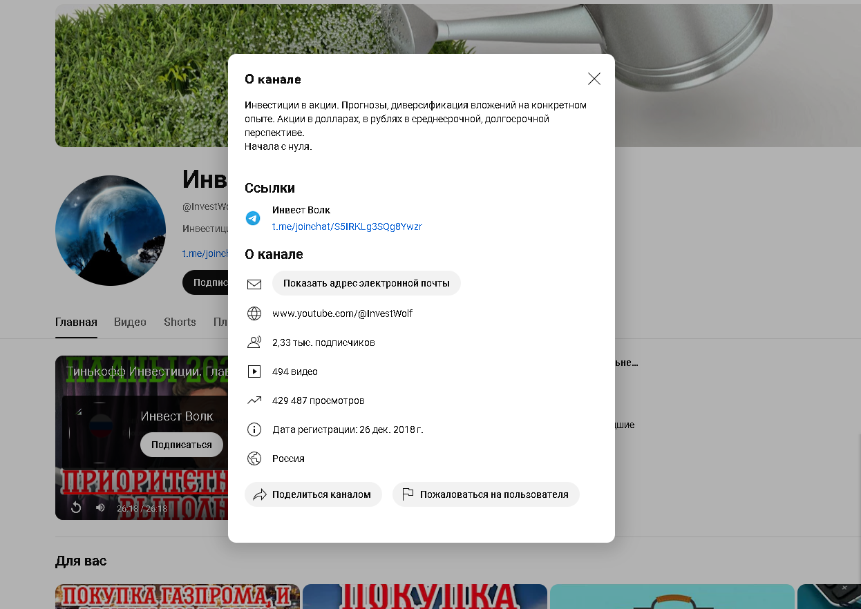 ютуб Инвест Волк