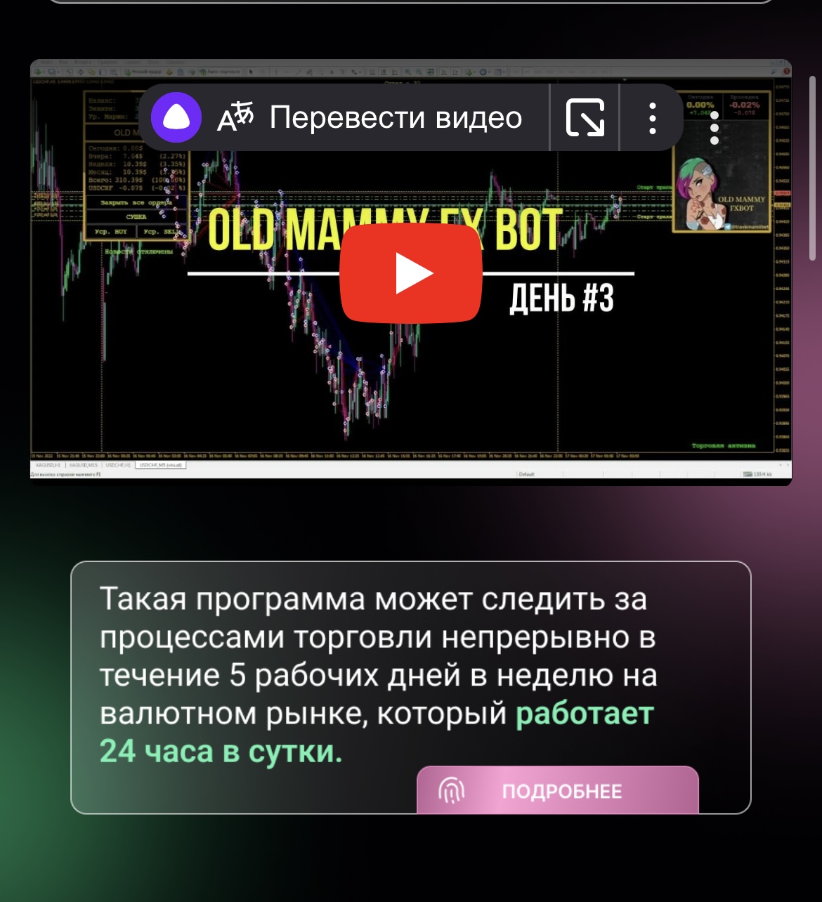 Бот OLDMAMMYFOREXbot