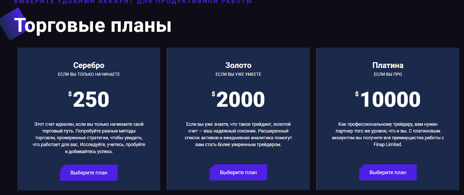 Finap Limited платные аккаунты