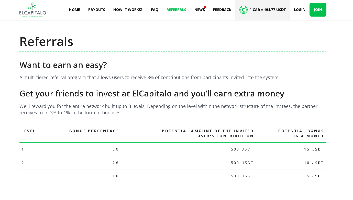 обзор партнерки El Capitalo