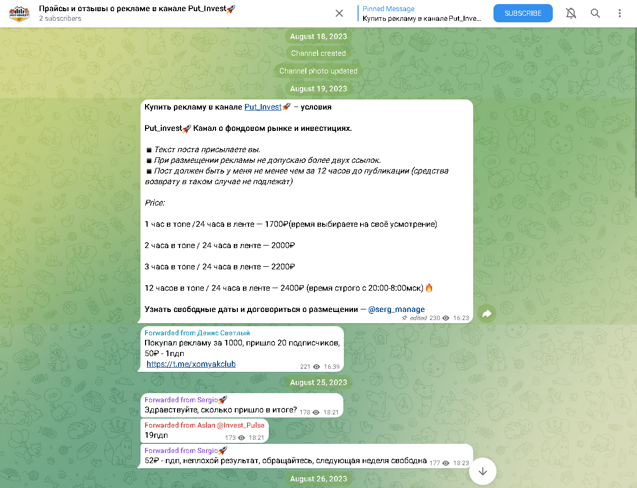 put invest телеграмм отзывы