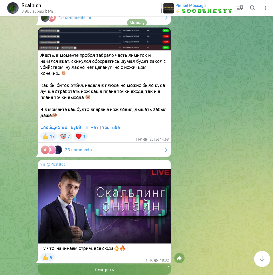 scalpich телеграмм активность