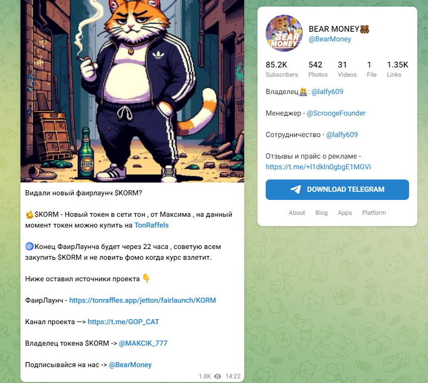 Bear Money Телеграмм