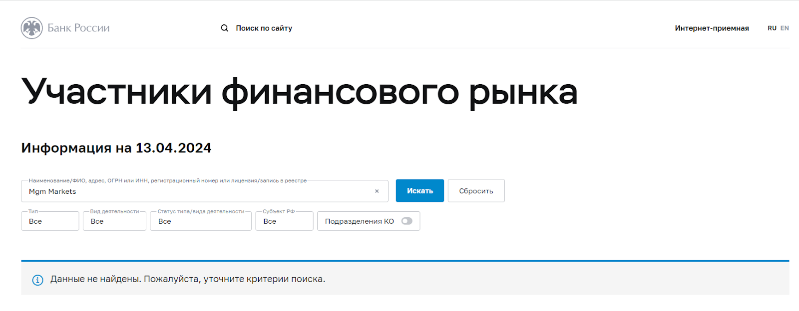 mgm markets отзывы