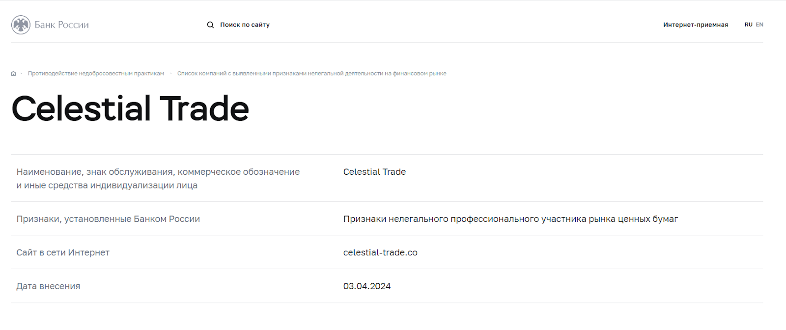 обзор support celestial trade co