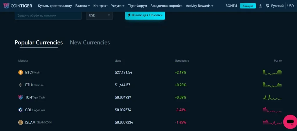 Cointiger биржа