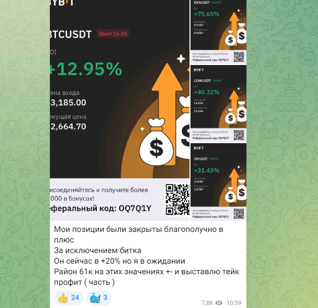 Сигналы в ТГ канале Crypto
