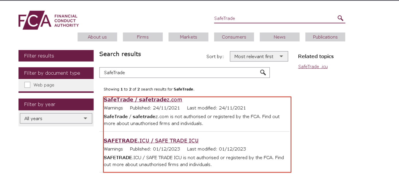 safe trade fca