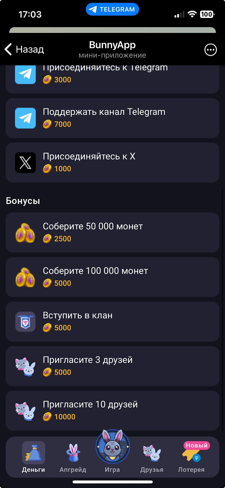 bunny app когда листинг