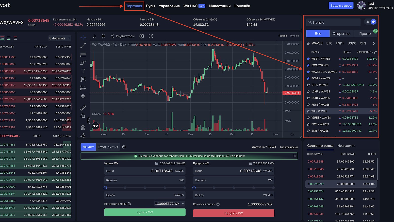 waves exchange биржа